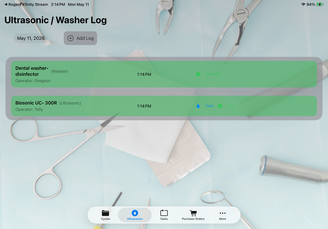 V2.60 Ultrasonic/Washer IPAC Logging